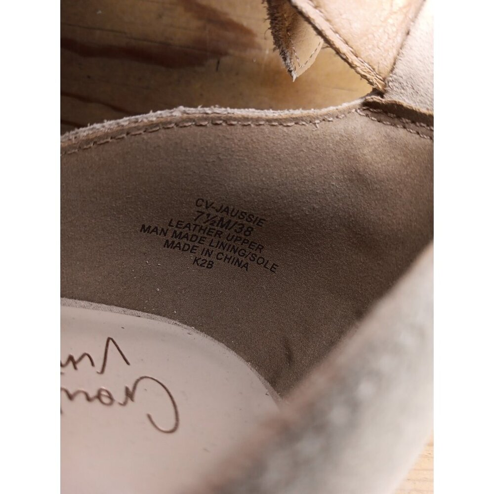 Crown Vintage Jaussie Sandal Sand Women 7.5 M Tan Suede Leather Espadrille Wedge - Picture 8 of 8